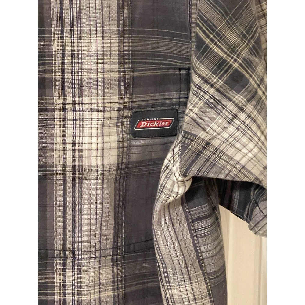 Dickies Mens Large Multicolor Plaid Relaxed Fit Short Sleeve Button Up Shirt - Picture 3 of 10
